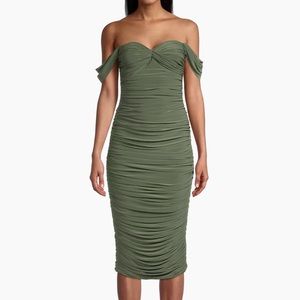 Norma Kamali Walter Off-The-Shoulder Ruched Cocktail Dress